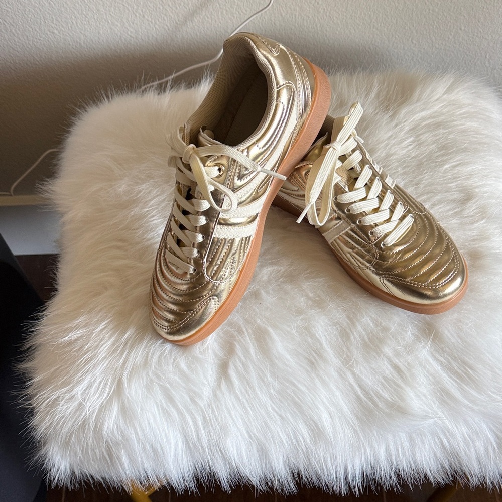 Steve Madden Metallic Gold Lace-Up Women's Sneakers
